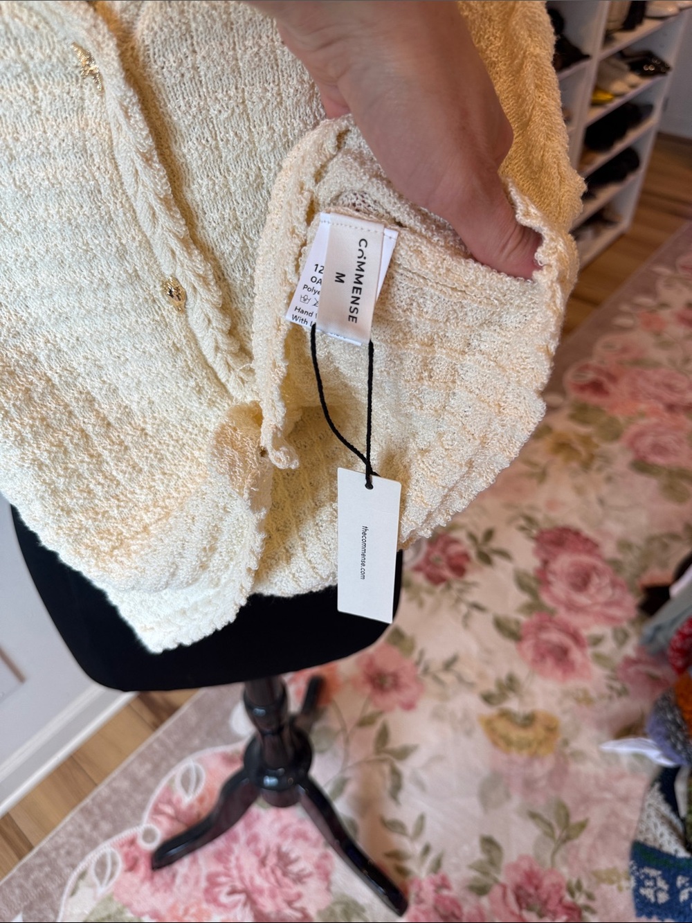 Commense Cream Textured Knit Button-Front Tank - Picture 2 of 3